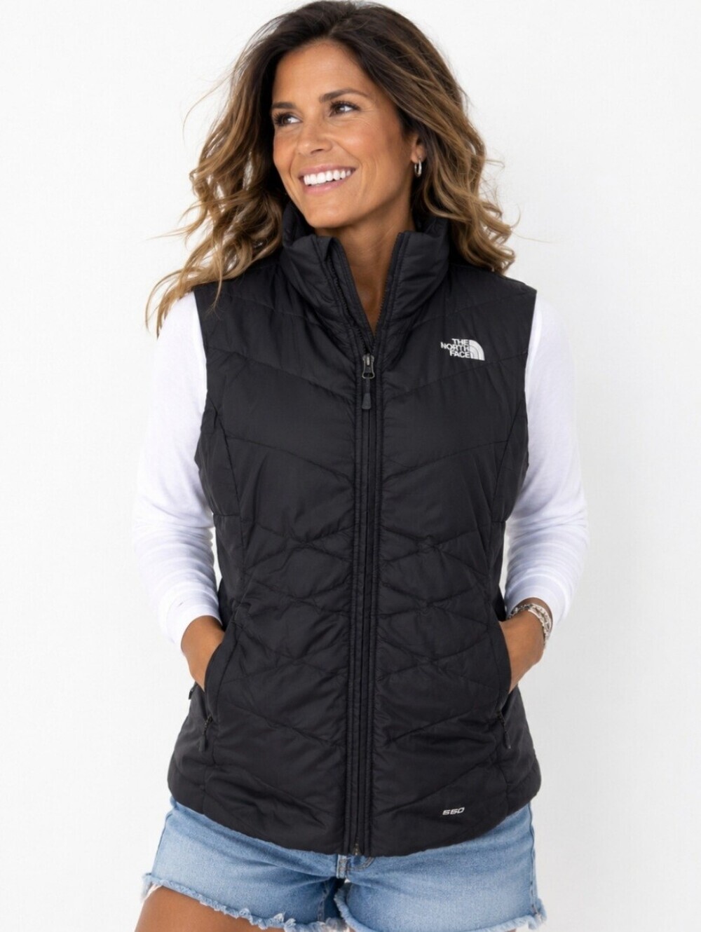 The North Face 550 Fill Goose Down Puffer Vest Women's Medium Black Full Zip